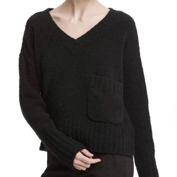 ATM Anthony Thomas Melilla Chenille V-neck Black Sweater Size Medium - Picture 1 of 7